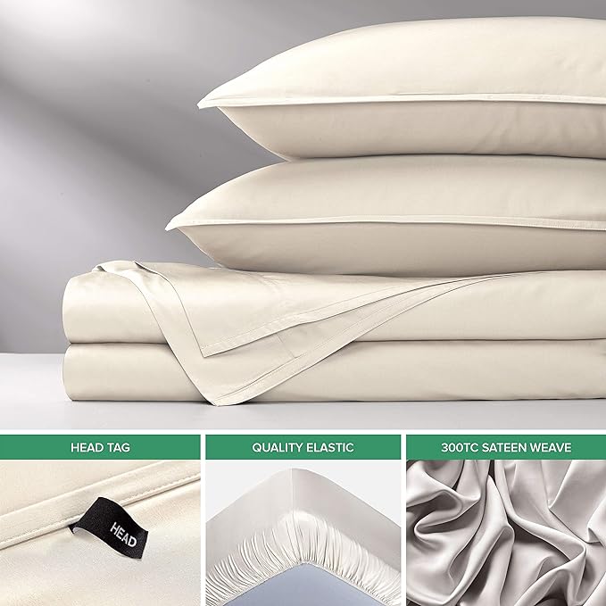 Twin XL Sheets by Pure Bamboo, Genuine 100% Organic Viscose Derived from Bamboo Bed Sheet Set, Luxuriously Soft & Cooling, Double Stitching, Lifetime Quality Promise (Twin XL, Ivory)