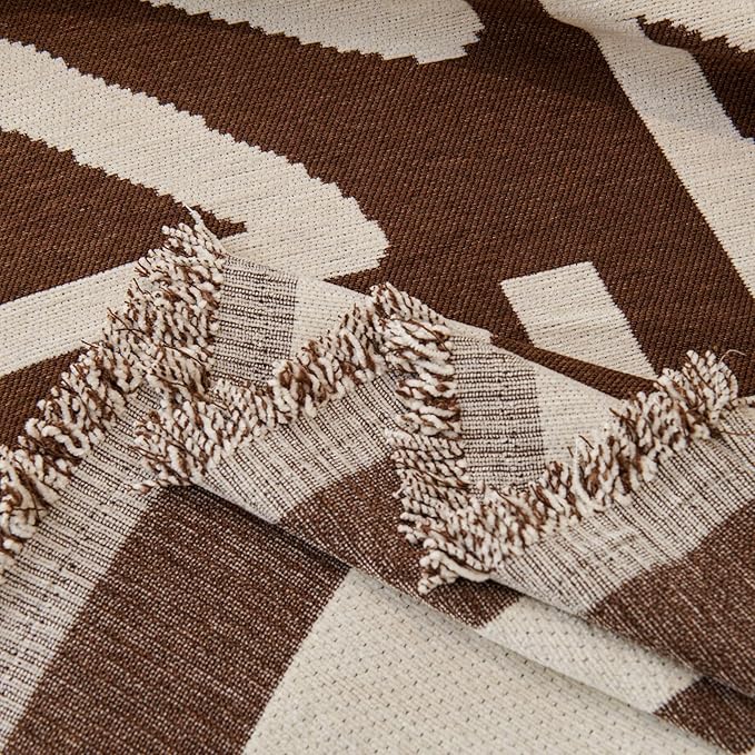 STACYPIK Boho Chocolate Beige Sofa Cover Anti-Slip Reversible Couch Cover for 2 Cushion Couch Soft Chenille Armchair Slipcovers L Shaped Cover for Sectional Furniture Protector for Kids Dogs-71X102IN