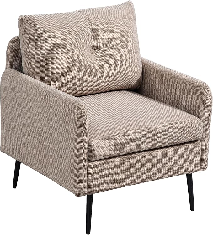 Ball & Cast Accent Chair with Metal Black Legs,Comfy Chenille Club Fabric Armchair,Single Sofa Chair for Living Room Bedroom,Dining Accent for Bedroom,Office,Coffee