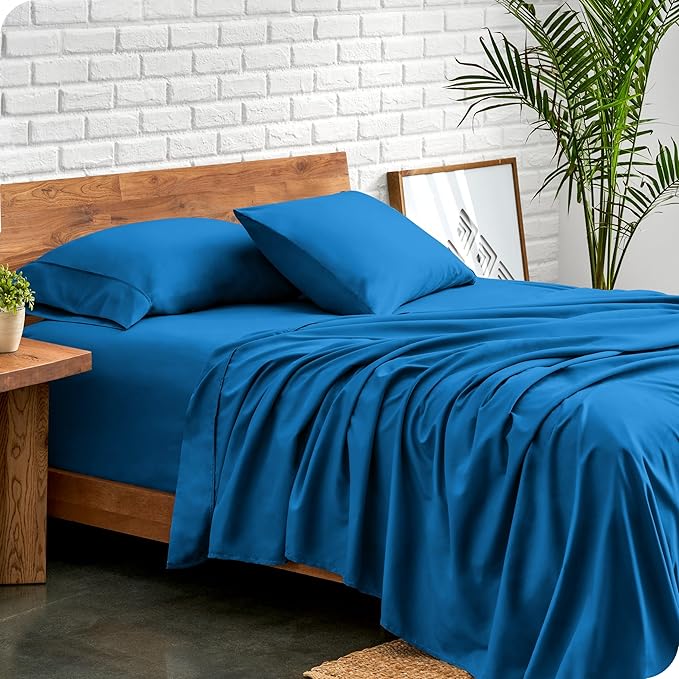 Bare Home King Sheet Set - Luxury 1800 Ultra-Soft Microfiber King Bed Sheets - Double Brushed - Deep Pockets - Easy Fit - 4 Piece Set - Bedding Sheets & Pillowcases (King, Medium Blue)