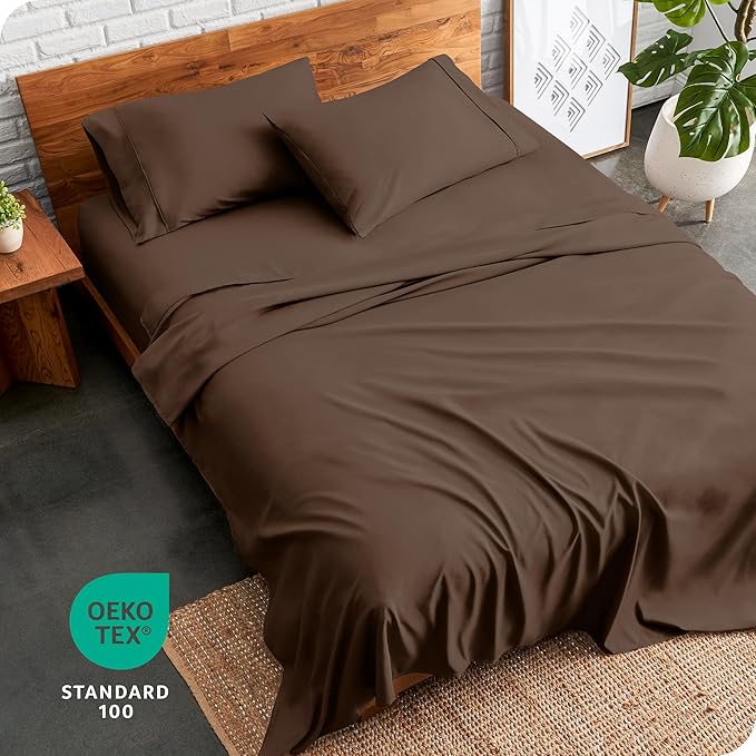 Bare Home Twin XL Sheet Set - College Dorm Size - Luxury 1800 Ultra-Soft Microfiber Twin Extra Long Bed Sheets - Deep Pockets - Easy Fit - Extra Soft - 3 Piece Set - Bed Sheets (Twin XL, Cocoa)