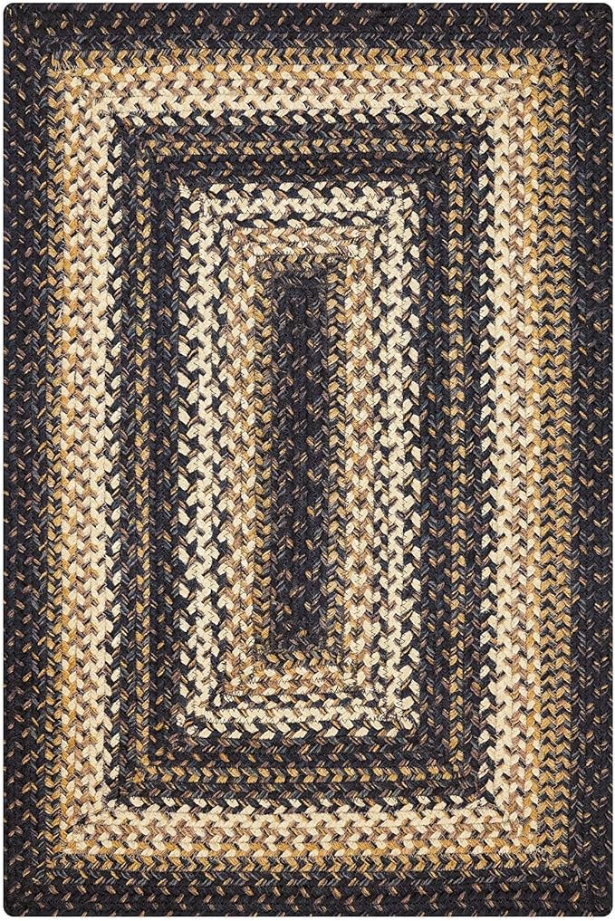 Homespice Kilimanjaro Premium Jute Braided Area Rug, 6' x 9' Rectangular Black and Brown, Reversible, Natural Jute Yarn Rustic, Country, Primitive, Farmhouse Style - 30 Day Risk Free Purchase