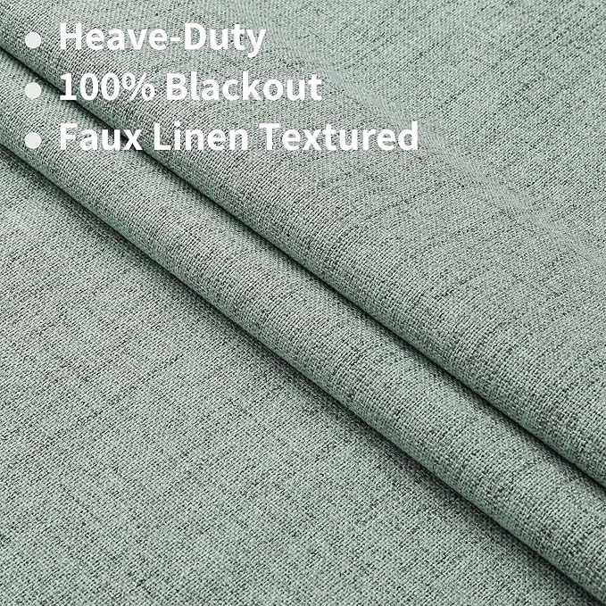 Joydeco Custom 100% Blackout Long Drapes for Bedroom Living Room Blackout Darkening Curtain Thermal Insulated Back tab Rod Pocket 1 Panel(Sage Green,Custom Size)
