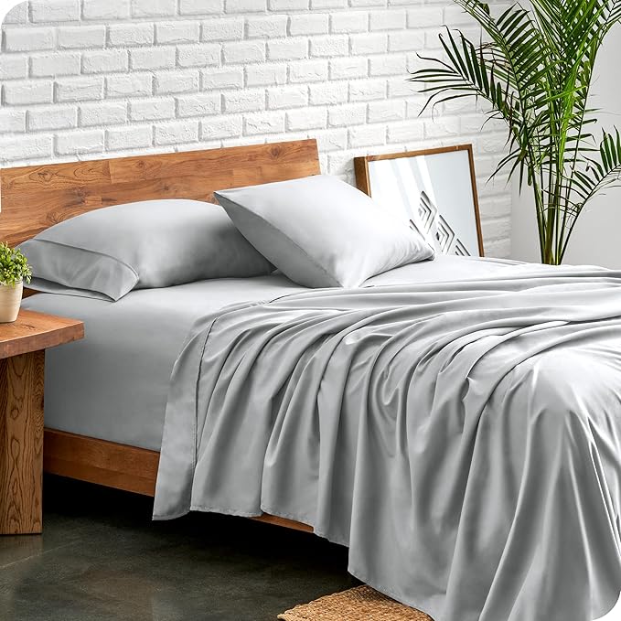 Bare Home Full Extra Long Sheet Set - 1800 Ultra-Soft Microfiber Full XL Bed Sheets - Double Brushed - Deep Pockets - Easy Fit - 4 Piece Set - Bed Sheets (Full XL, French Grey)