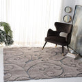 SAFAVIEH Florida Shag Collection Area Rug - 9' Square, Grey & Light Blue, Scroll Design, Non-Shedding & Easy Care, 1.2-inch Thick Ideal for High Traffic Areas in Living Room, Bedroom (SG455-1160)