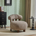 Christopher Knight Home Elvina Boucle Fabric Accent Chair, Solid Wood Single Lounge Sofa, Bedroom Comfy Reading Chair, for Modern Minimalist Style Living Room/Home Office, Light Brown