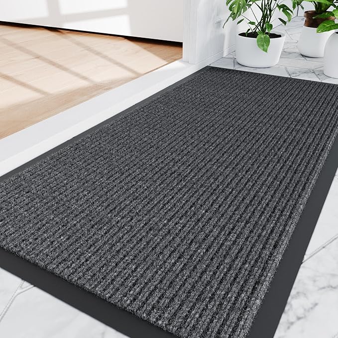 Amyracel Front Door Mat Indoor Outdoor Entrance, 24" x 48" All-Season Waterproof Heavy Duty Doormat for Outside Entry, Stain and Fade Resistant, Low Profile, Easy Clean Patio Entryway Mat