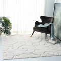 SAFAVIEH Florida Shag Collection Area Rug - 5' Square, Creme & Creme, Scroll Design, Non-Shedding & Easy Care, 1.2-inch Thick Ideal for High Traffic Areas in Living Room, Bedroom (SG455-1111)