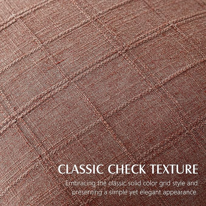 Foindtower Set of 2 Decorative Linen Check Throw Pillow Covers Neutral Farmhouse Vintage Cushion Covers Modern Boho Home Decor for Sofa Chair Couch Bedroom Living Room Outdoor,22×22 Inch,Autumnal Red