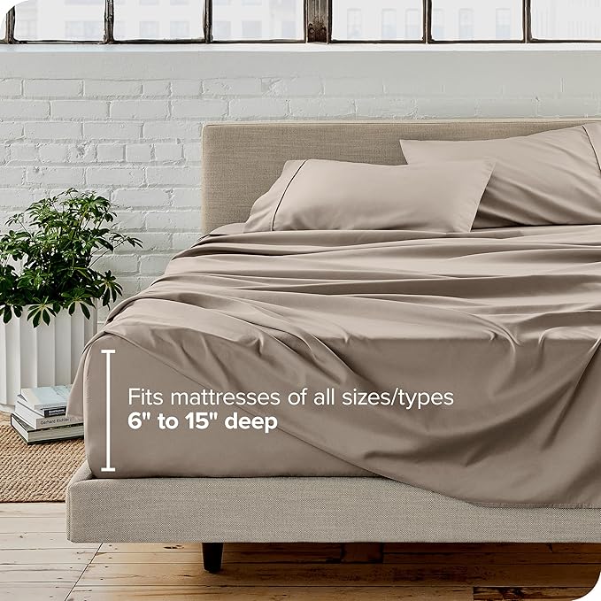 Bare Home King Sheet Set - Luxury 1800 Ultra-Soft Microfiber Queen Bed Sheets - Double Brushed - Deep Pockets - Easy Fit - 4 Piece Set - Bedding Sheets & Pillowcases (King, Khaki)