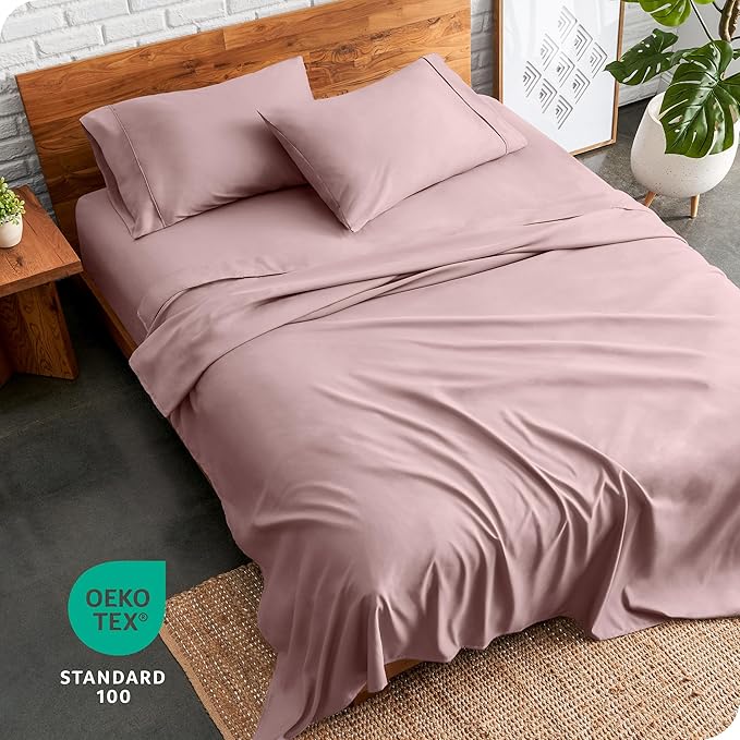 Bare Home Queen Sheet Set - Luxury 1800 Ultra-Soft Microfiber Bed Sheets - Double Brushed - Deep Pockets - Easy Fit - 4 Piece Set - Bedding Sheets & Pillowcases (Queen, Mauve)