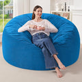 HABUTWAY 5FT Bean Bag Chair,Giant Bean Bag Chairs for Adults,Big Bean Bags with Memory Foam Filled, Large Beanbag Chairs with Soft Corduroy Cover-Blue