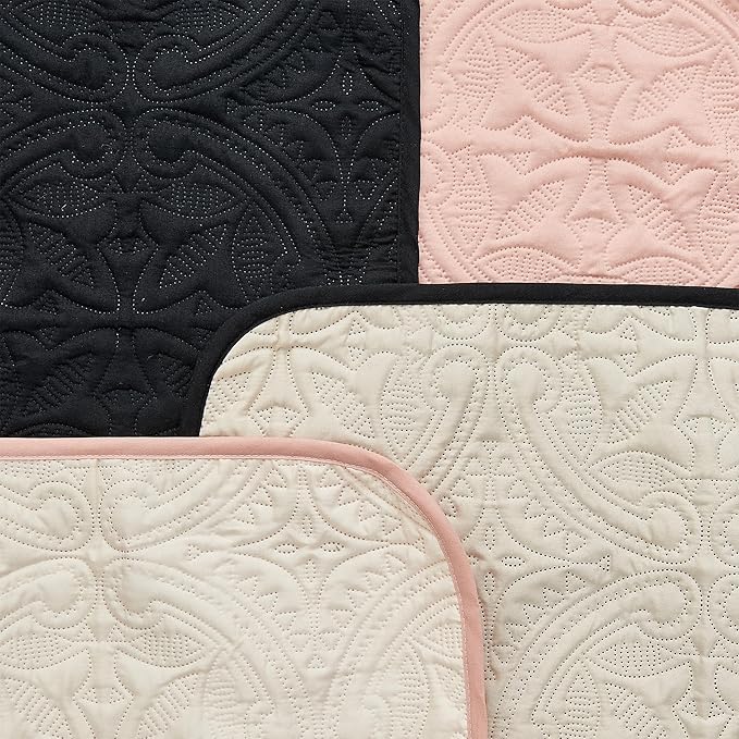 Great Bay Home Reversible Loveseat Cover - Washable Slipcover Furniture Protector with Elastic Straps - Couch Cover for Dogs, Kids, and Pets - Quilted & Stitched Detail (Loveseat, Black/Taupe)