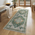 GENIMO 2x10 Runner Rugs for Hallway, Machine Washable Non Slip Vintage Rugs, Low Pile Lightweight Soft Print Rug for enrtyway, Corridor, Home Office, Kitchen,Pine Green