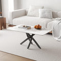 White Marble Coffee Table with Metal Legs, Rectangle Modern Sintered Stone Living Room Table for Home Office Living Room (40” x 20” x 17”)