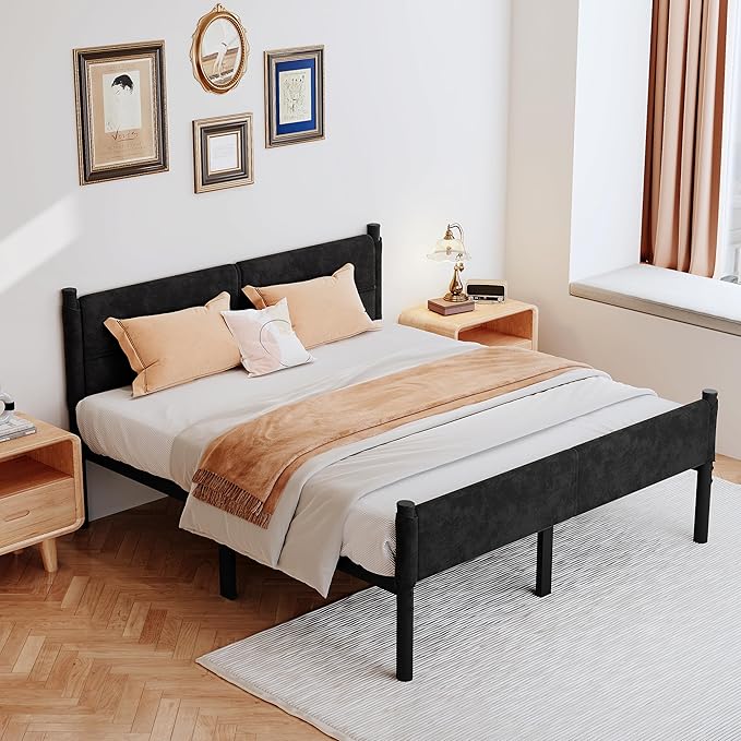 Metal Bed Frame,14Inch King Size Bed Frame with Storage Space,Heavy Duty Sturdy Mattress Foundation,Easy Assembly,No Box Spring Needed,King