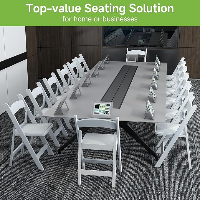 Real Relax White Resin Folding Chairs with Cushion - Comfortable Foldable Plastic Chair - Stackable Chairs with Padded Seats - Indoor/Outdoor Chairs for Events, 600lbs Capacity(30 Pack)