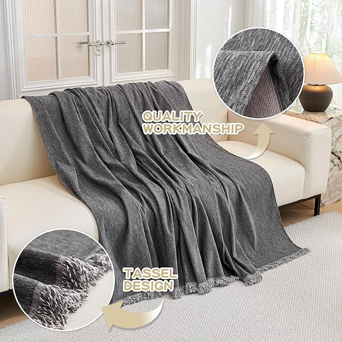 MYSKY HOME Oversized Couch Cover Sofa Covers Couch Covers for 3 Cushion Couch Sofa Pet Friendly L Shaped Couch Cover Sectional Couch Cover Non Slip Furniture Protector for Kids, 91"x150", Dark Grey