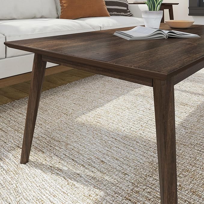 Plank+Beam 48 Inch Mid Century Modern Coffee Table, Wood Coffee Tables for Living Room, Rectangular Center Table, Occasional Table for Small Spaces, Walnut