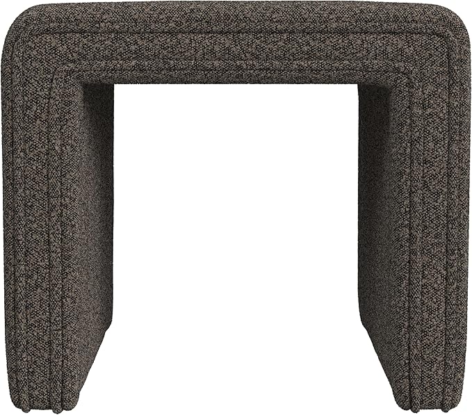 HomePop Modern Channel Tufted Ottoman Home Décor|Ottoman for Living Room & Bedroom - Dark Brown Boucle
