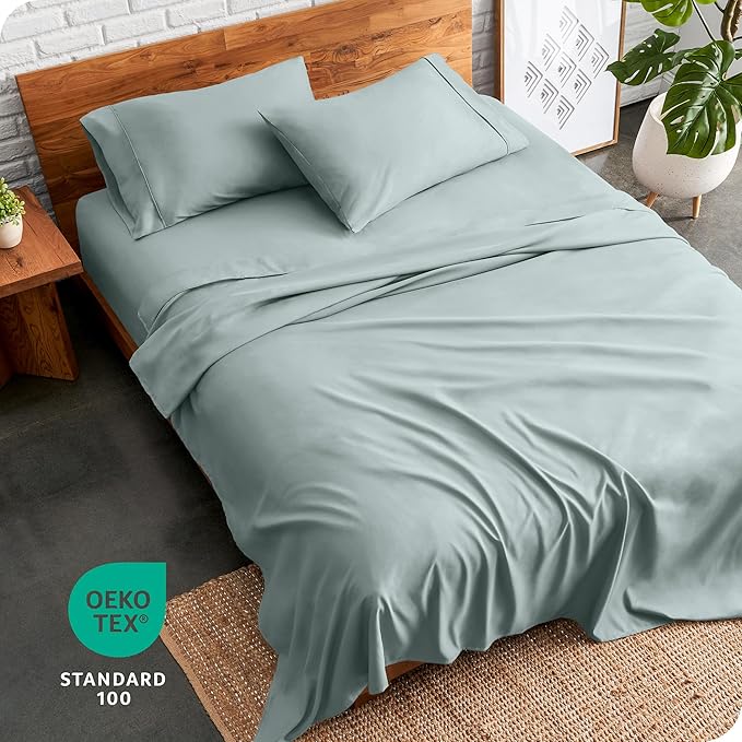 Bare Home Full Sheet Set - Luxury 1800 Ultra-Soft Microfiber Full Bed Sheets - Double Brushed - Deep Pockets - Easy Fit - 4 Piece Set - Bedding Sheets & Pillowcases (Full, Sea Spray)