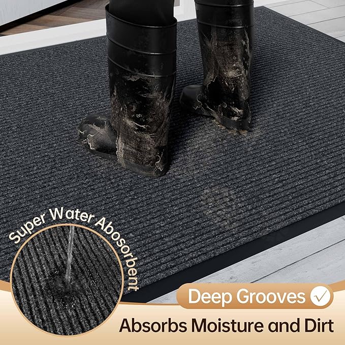 Amyracel Front Door Mat Indoor Outdoor Entrance, 36" x 60" All-Season Waterproof Heavy Duty Doormat for Outside Entry, Stain and Fade Resistant, Low Profile, Easy Clean Patio Entryway Mat