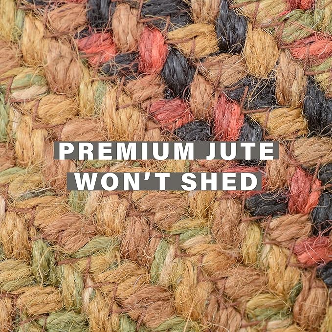 Homespice Gingerbread Brown Jute Braided Rug 5x8' for Living Room, Bedroom Rug and Dining Room. Pet Friendly. Decor Styles- Farmhouse Rug, Rustic, Vintage, Cottage, Primitive, Country, Boho Rug
