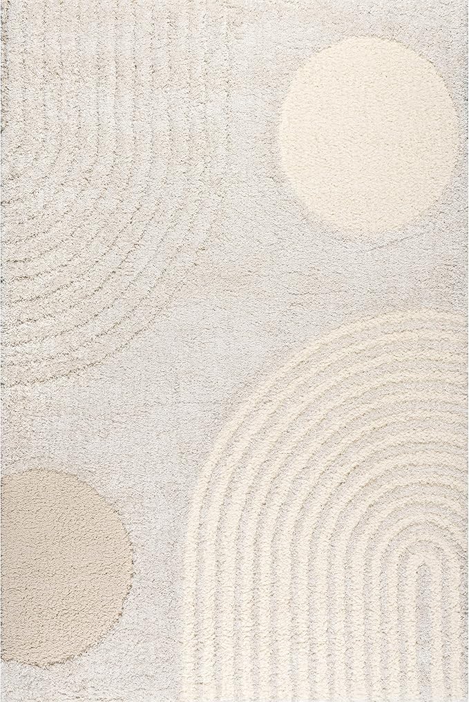 nuLOOM Gloria Abstract 4x6 Shag Area Rug for Living Room Bedroom Dining Room Nursery Kitchen, Beige