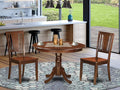 East West Furniture HLDU3-MAH-W 3 Piece Dining Set Contains a Round Dining Room Table with Pedestal and 2 Kitchen Chairs, 42x42 Inch, Mahogany
