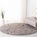 SAFAVIEH Florida Shag Collection Area Rug - 11' Round, Grey & Light Blue, Scroll Design, Non-Shedding & Easy Care, 1.2-inch Thick Ideal for High Traffic Areas in Living Room, Bedroom (SG455-1160)