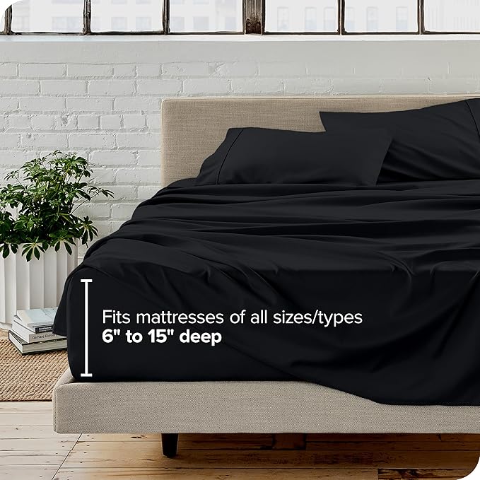 Bare Home King Sheet Set - Luxury 1800 Ultra-Soft Microfiber King Bed Sheets - Double Brushed - Deep Pockets - Easy Fit - 4 Piece Set - Bedding Sheets & Pillowcases (King, Black)