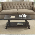 Roundhill Furniture Athens Contemporary Wood Shelf Coffee Table, Weathered Espresso