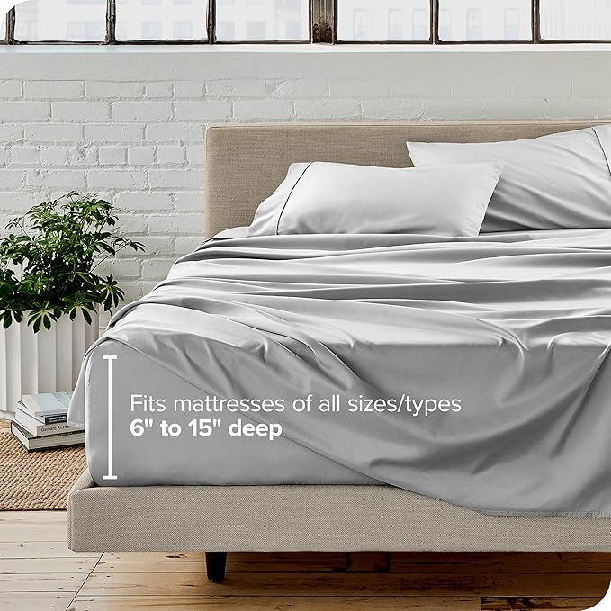 Bare Home California King Sheet Set - 1800 Ultra-Soft Microfiber Cal King Bed Sheets - Double Brushed - Deep Pockets - Easy Fit - 4 Piece Set - Bed Sheets (California King, Cloud Grey)