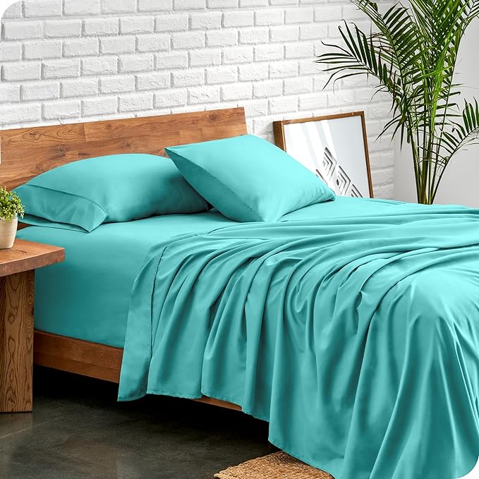 Bare Home King Sheet Set - Luxury 1800 Ultra-Soft Microfiber King Bed Sheets - Double Brushed - Deep Pockets - Easy Fit - 4 Piece Set - Bedding Sheets & Pillowcases (King, Turquoise)