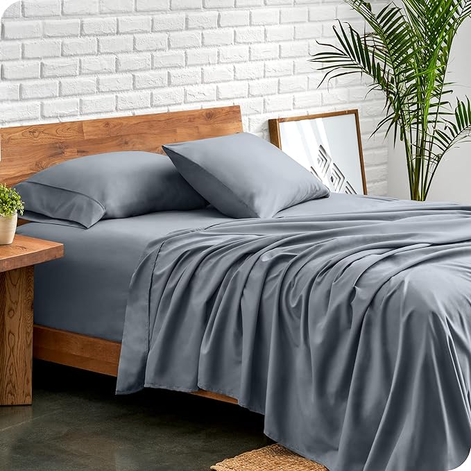 Bare Home Full Sheet Set - 1800 Ultra-Soft Microfiber Full Bed Sheets - Double Brushed - Deep Pockets - Easy Fit - 4 Piece Set - Bed Sheets (Full, Steel Blue)