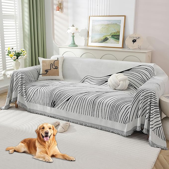 Non Slip Sofa Covers Couch Covers for 3 Cushion Couch Sofa Pet Friendly Washable Couch Covers for Sofa, Soft Thick Sectional Couch Covers L Shape Furniture Protector for Kids, Dogs 91" X134"