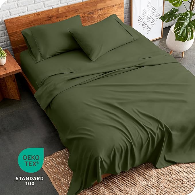 Bare Home Twin XL Sheet Set - College Dorm Size - Luxury 1800 Ultra-Soft Microfiber Twin Extra Long Bed Sheets - Deep Pockets - Easy Fit - Extra Soft - 3 Piece Set - Bed Sheets (Twin XL, Cypress)