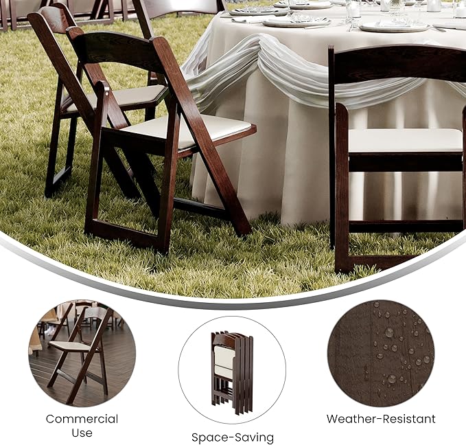 Flash Furniture Hercules Folding Resin– 2 Pack 800LB Weight Capacity Event Chair, Set of 2, Dark Brown