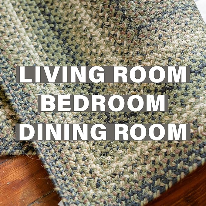 Homespice Pinecone Large Braided Rugs 8x10' - Rustic Jute Country Rugs for Living Room and Dining Room
