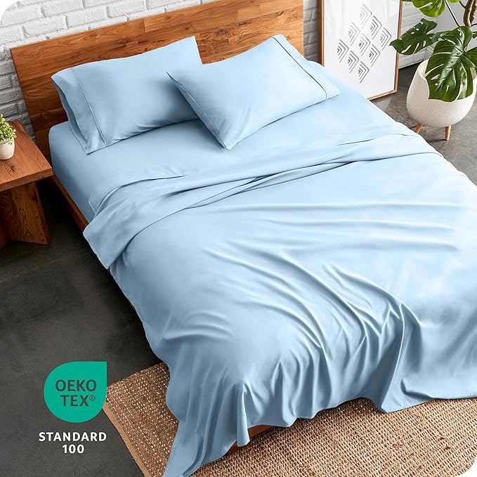 Bare Home King Sheet Set - Luxury 1800 Ultra-Soft Microfiber King Bed Sheets - Double Brushed - Deep Pockets - Easy Fit - 4 Piece Set - Bedding Sheets & Pillowcases (King, Light Blue)
