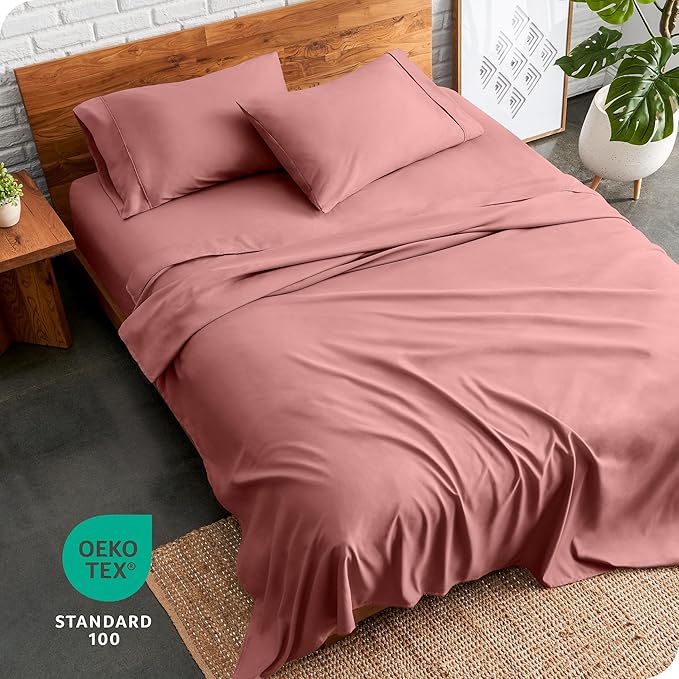 Bare Home Twin XL Sheet Set - 1800 Ultra-Soft Microfiber Twin Extra Long Sheets - Double Brushed - Deep Pockets - Easy Fit - Extra Soft - 3 Piece Set - Bed Sheets & Pillowcases (Twin XL, Dusty Rose)