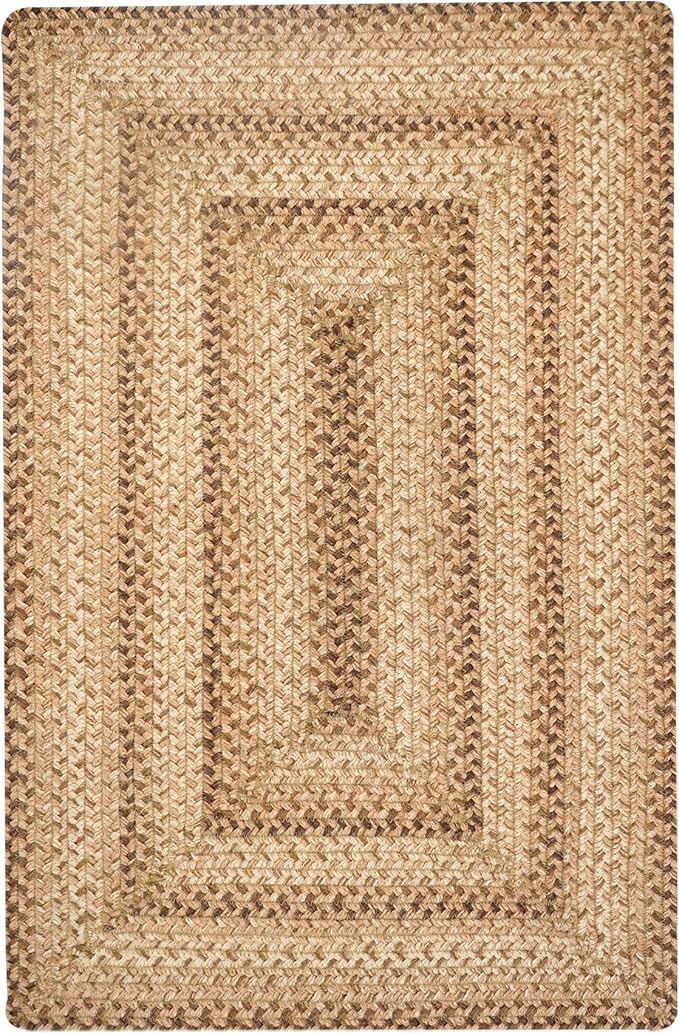 Cookie Dough Brown Small Braided Rugs, 2x3' Rectangle - Handmade with Jute, Warm Country Rustic Decor, Perfect for Laundry Rooms, Bathrooms and Entryways - Durable and Easy to Clean