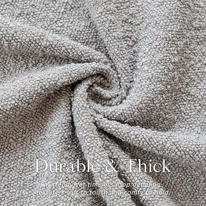 Foindtower Set of 2, Decorative Textured Boucle Throw Pillow Covers Accent Solid Pillow Cases Soft Cozy Couch Cushion Case for Chair Sofa Bedroom Living Room Home Decor 16 x 16 Inch Neutral Grey