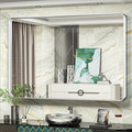 TokeShimi 60 x 40 Inch Wall Mirror for Bathroom Brushed Silver Metal Frame Decorative Rectangular Wall Mounted Home Decor Corner Hangs Farmhouse Mirror (Horizontal/Vertical)