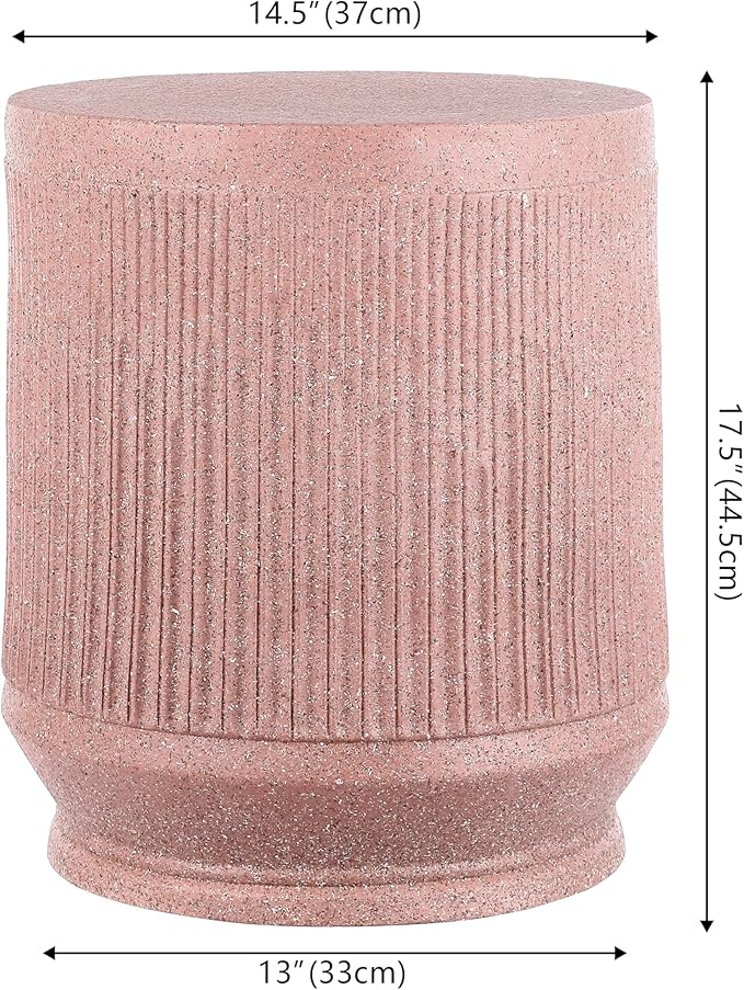 JONATHAN Y TBL1103B Kline 17.5" Mid-Century Modern Brutalist Indoor/Outdoor Accent Table Art Deco, Minimalist, Contemporary, Patio, Garden, Bathroom, Living Room, Pink Terrazzo Finish