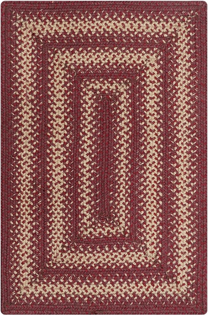 Autumn Maple Burgundy and Tan Jute Braided Rug, 20x30 Rectangle - Rustic Primitive Decor for Kitchen, Entryway, Everywhere