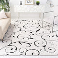 SAFAVIEH Florida Shag Collection Area Rug - 8'6" x 12', Ivory & Black, Scroll Design, Non-Shedding & Easy Care, 1.2-inch Thick Ideal for High Traffic Areas in Living Room, Bedroom (SG455-1290)