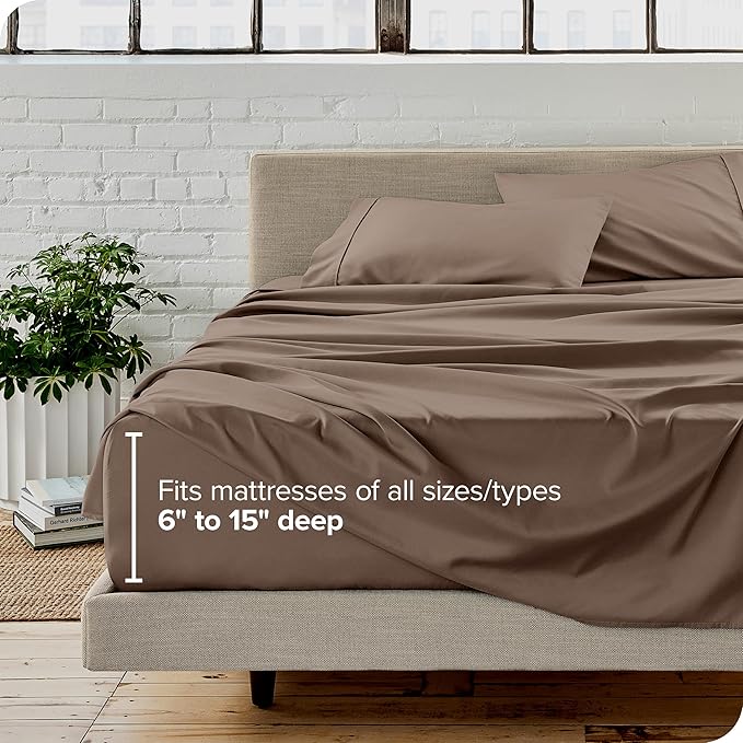 Bare Home California King Sheet Set - 1800 Ultra-Soft Microfiber Cal King Bed Sheets - Double Brushed - Deep Pockets - Easy Fit - 4 Piece Set - Bed Sheets (California King, Taupe)