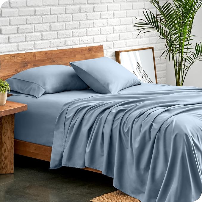 Bare Home Twin Sheet Set - 1800 Ultra-Soft Microfiber Twin Bed Sheets - Double Brushed - Deep Pockets - Easy Fit - Extra Soft - 3 Piece Set - Bedding Sheets & Pillowcases (Twin, Dusty Blue)