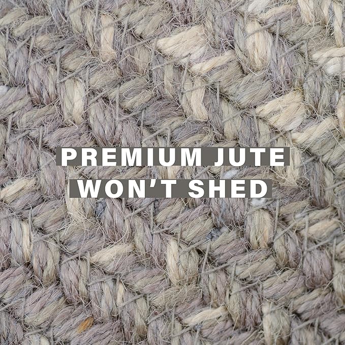 Homespice Grey Cloud Jute Braided Rope Rug, 5x8' Rectangle - Grey, Warm Farmhouse Country Decor, Perfect for Bedrooms and Living Rooms - Durable, Easy to Clean and Pet Friendly